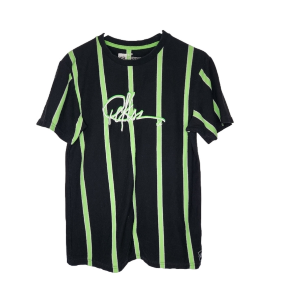 Young and Reckless LA Tshirt Green Striped Size Small